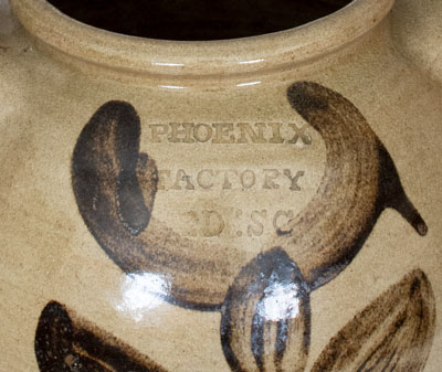 Extremely Rare and Important PHOENIX FACTORY / ED : SC Stoneware Jar, Edgefield District, SC, c1840