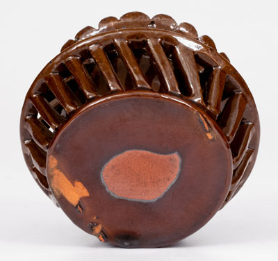 Rare and Fine Pierced Pennsylvania Redware Sugar Bowl, 19th century