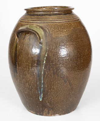 Fine DH (Daniel Hartsoe, Lincoln County, NC) Stoneware Jar w/ Rutile Glaze Runs