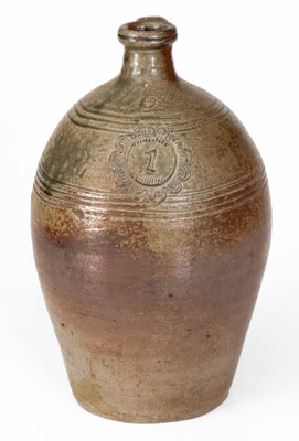 Fine Chester Webster, Randolph County, NC Stoneware Jug w/ Incised Floral Decoration