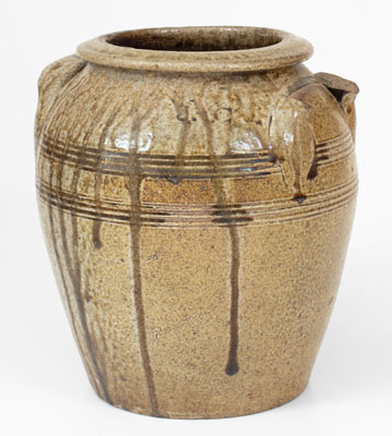 Fine J.A.C. (John A. Craven, Randolph County, NC) Stoneware Jar w/ Dramatic Glaze Runs