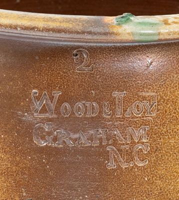 Rare WOOD & LOY / GRAHAM, NC Stoneware Jar, late 19th century