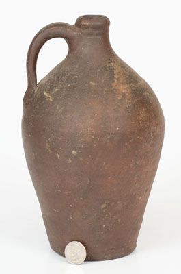 Quart-Sized Iron-Dipped Stoneware Jug, attrib. Chester Webster, Fayetteville, NC, c1825