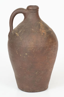 Quart-Sized Iron-Dipped Stoneware Jug, attrib. Chester Webster, Fayetteville, NC, c1825