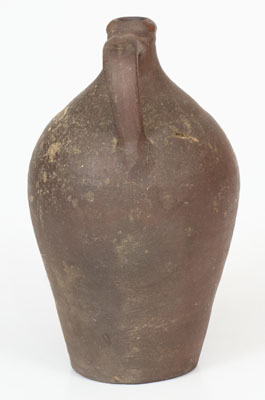 Quart-Sized Iron-Dipped Stoneware Jug, attrib. Chester Webster, Fayetteville, NC, c1825