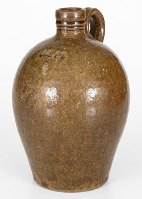 Scarce JCM Half-Gallon Stoneware Jug attrib. Daniel Seagle, Lincoln County, NC, c1840