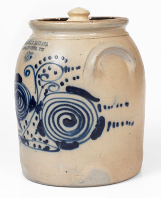 O. L. & A. K. BALLARD / BURLINGTON, VT Stoneware Lidded Jar w/ Elaborate Floral Decoration