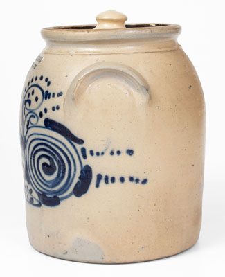 O. L. & A. K. BALLARD / BURLINGTON, VT Stoneware Lidded Jar w/ Elaborate Floral Decoration