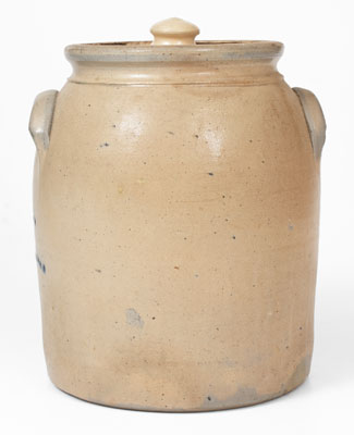 O. L. & A. K. BALLARD / BURLINGTON, VT Stoneware Lidded Jar w/ Elaborate Floral Decoration