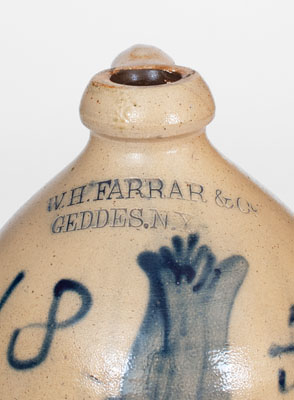 Rare W. H. FARRAR & CO. / GEDDES, NY Stoneware Jug, Dated 1852