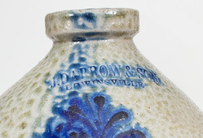 J. DARROW & SON / BALDWINSVILLE Stoneware Jug w/ Profuse Floral Decoration