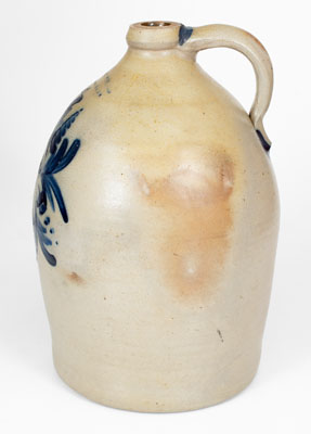 COWDEN & WILCOX / HARRISBURG, PA 4 Gal. Stoneware Jug w/ Floral Decoration, c1865