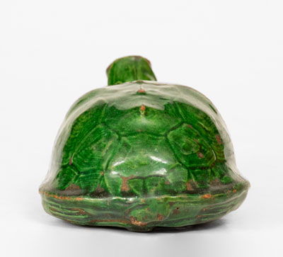 Exceedingly Rare Copper-Glazed Moravian Turtle Bottle, Salem, North Carolina, circa 1800-50