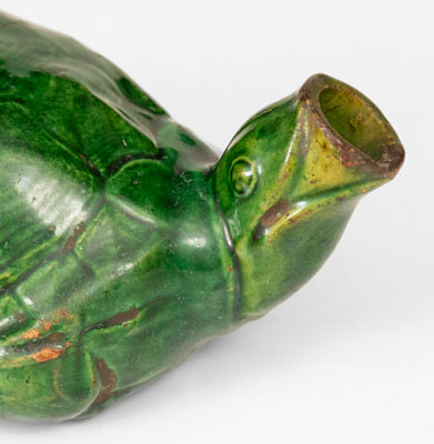 Exceedingly Rare Copper-Glazed Moravian Turtle Bottle, Salem, North Carolina, circa 1800-50
