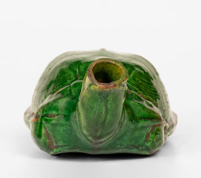 Exceedingly Rare Copper-Glazed Moravian Turtle Bottle, Salem, North Carolina, circa 1800-50