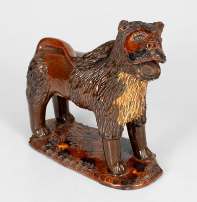 Exceptional Large-Sized Pennsylvania Redware Standing Lion Figure, 19th century