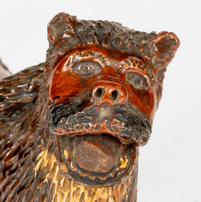 Exceptional Large-Sized Pennsylvania Redware Standing Lion Figure, 19th century
