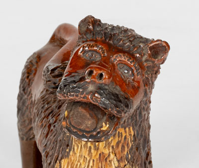 Exceptional Large-Sized Pennsylvania Redware Standing Lion Figure, 19th century