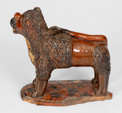 Exceptional Large-Sized Pennsylvania Redware Standing Lion Figure, 19th century