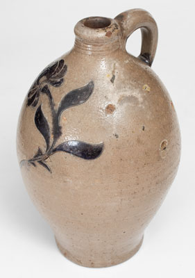 Fine 18th Century New York City Stoneware Jug w/ Incised Floral Decoration, probably Crolius Family