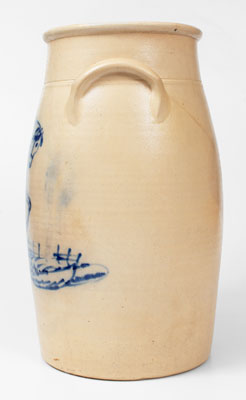 Extraordinary J. & E. NORTON / BENNINGTON, VT Stoneware Churn w/ Elaborate Cobalt Horse Decoration