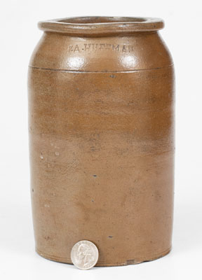 Scarce P. A. HUFFMAN, Madison County, Kentucky Half-Gallon Stoneware Jar, c1850