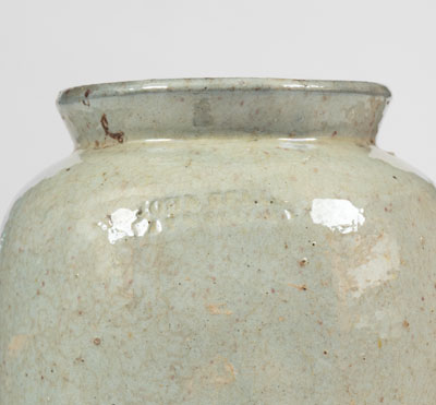 JOHN BELL / WAYNESBORO Celadon-Glazed Stoneware Canning Jar, c1850-80