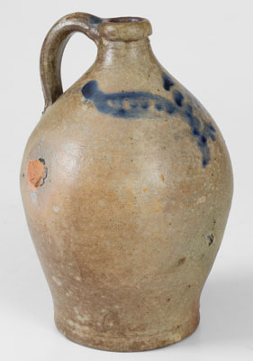 Fine Small-Sized Stoneware Jug w/ Brushed Cobalt Decoration, Hudson River Valley, NY