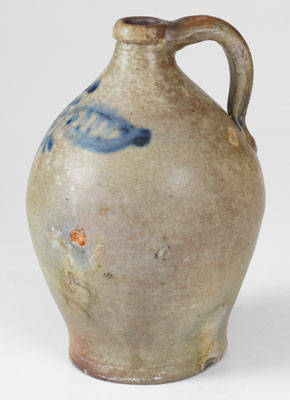 Fine Small-Sized Stoneware Jug w/ Brushed Cobalt Decoration, Hudson River Valley, NY