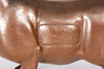 Unusual Large-Sized Sewertile Pig Impressed NATIONAL SEWER PIPE CO. / AKRON, OH