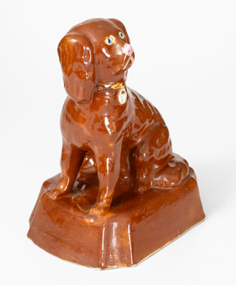 Glazed Stoneware Spaniel Figure, probably Dan Mercer, Parkersburg, WV