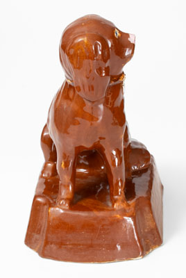 Glazed Stoneware Spaniel Figure, probably Dan Mercer, Parkersburg, WV