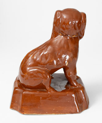 Glazed Stoneware Spaniel Figure, probably Dan Mercer, Parkersburg, WV