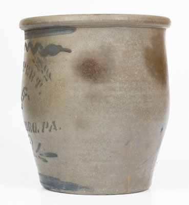 T. F. REPPERT / GREENSBORO, PA Stoneware Cream Jar w/ Stenciled Plough, c1880