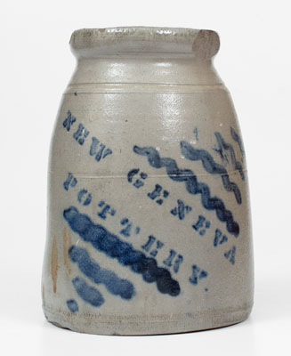 NEW GENEVA POTTERY Stoneware Canning Jar w/ Stripe Decoration