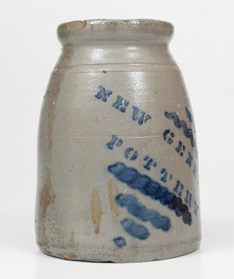 NEW GENEVA POTTERY Stoneware Canning Jar w/ Stripe Decoration