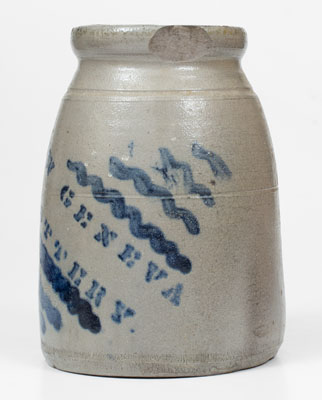 NEW GENEVA POTTERY Stoneware Canning Jar w/ Stripe Decoration