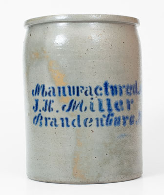 Scarce J.H. Miller / Brandenburg, Kentucky Stoneware Jar, c1860