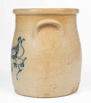 2 Gal. HAXSTUN, OTTMAN & CO. / FORT EDWARD, NY Stoneware Jar w/ Bird Decoration