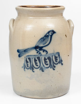 New England Stoneware Jar w/ Bold Bird Decoration, mid 19th century