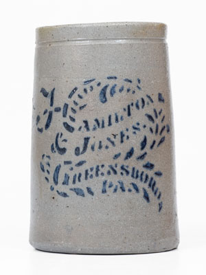 Small-Sized HAMILTON & JONES / GREENSBORO, PA Stenciled Stoneware Canning Jar