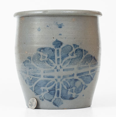 Western Pennsylvania Stoneware Jar w/ Unusual Large Stenciled Decoration