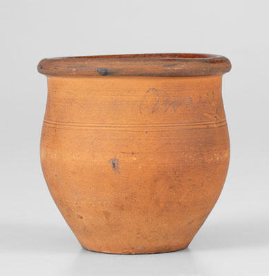Scarce "Solomon Miller / Oct 1, 1889" Redware Jar (Adams County, PA)