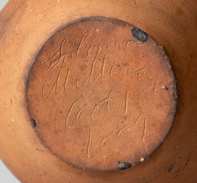 Scarce "Solomon Miller / Oct 1, 1889" Redware Jar (Adams County, PA)