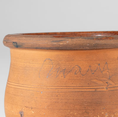 Scarce "Solomon Miller / Oct 1, 1889" Redware Jar (Adams County, PA)