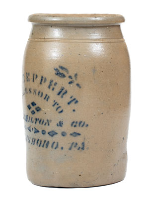 T. F. REPPERT / SUCCESSOR TO JAS. HAMILTON & CO. / GREENSBORO, PA Stoneware Jar