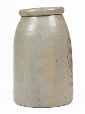 HAMILTON & JONES / GREENSBORO, PA Stoneware Canning Jar w/ Stenciled Shield