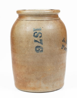 A. P. DONAGHHO / PARKERSBURG, W. VA / 1876 Stoneware Jar