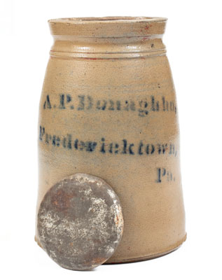 A. P. Donaghho / Fredericktown, PA Stoneware Canning Jar, c1870