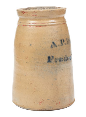 A. P. Donaghho / Fredericktown, PA Stoneware Canning Jar, c1870